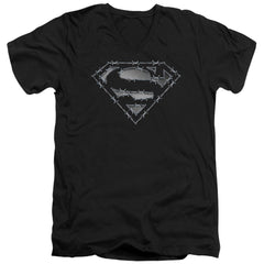 Superman Barbed Wire Men's 30/1 Cotton Slim V-Neck T