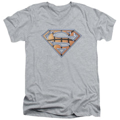 Superman Basketball Shield Men's 30/1 Cotton Slim V-Neck T