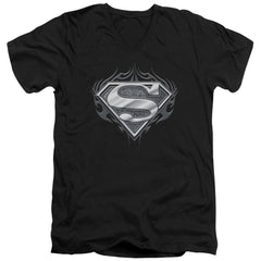 Superman Biker Metal Men's 30/1 Cotton Slim V-Neck T