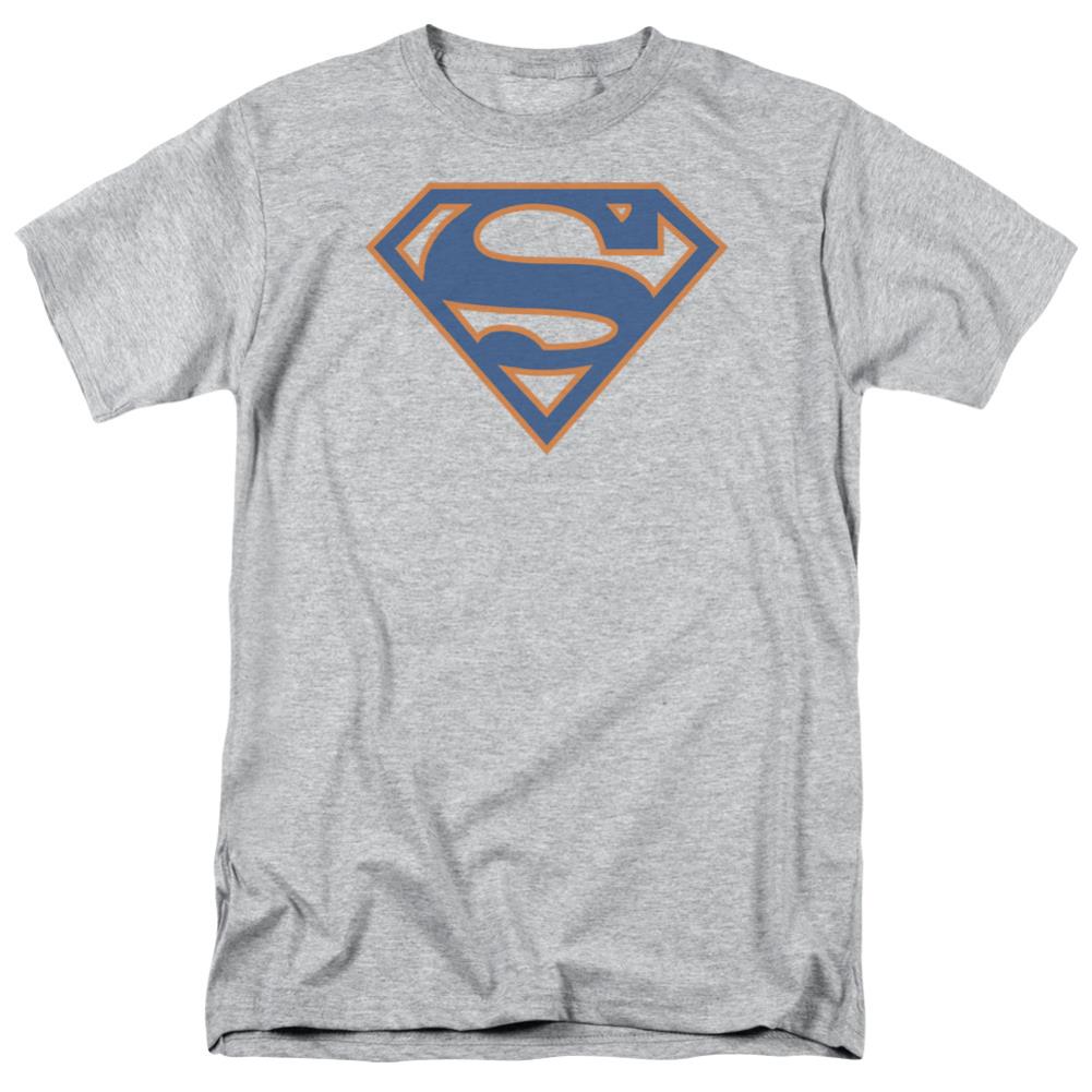 Superman Blue & Orange Shield Men's 18/1 Cotton SS T
