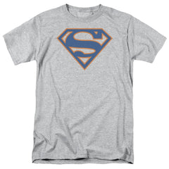 Superman Blue & Orange Shield Men's 18/1 Cotton SS T