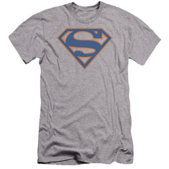 Superman Blue & Orange Shield Men's Ultra-Soft 30/1 Cotton Slim SS T