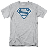 Superman Blue & White Shield Men's 18/1 Cotton SS T