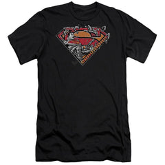 Superman Breaking Chain Logo Men's Ultra-Soft 30/1 Cotton Slim SS T