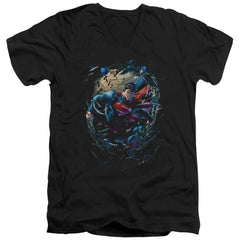Superman Breaking Space Men's 30/1 Cotton Slim V-Neck T