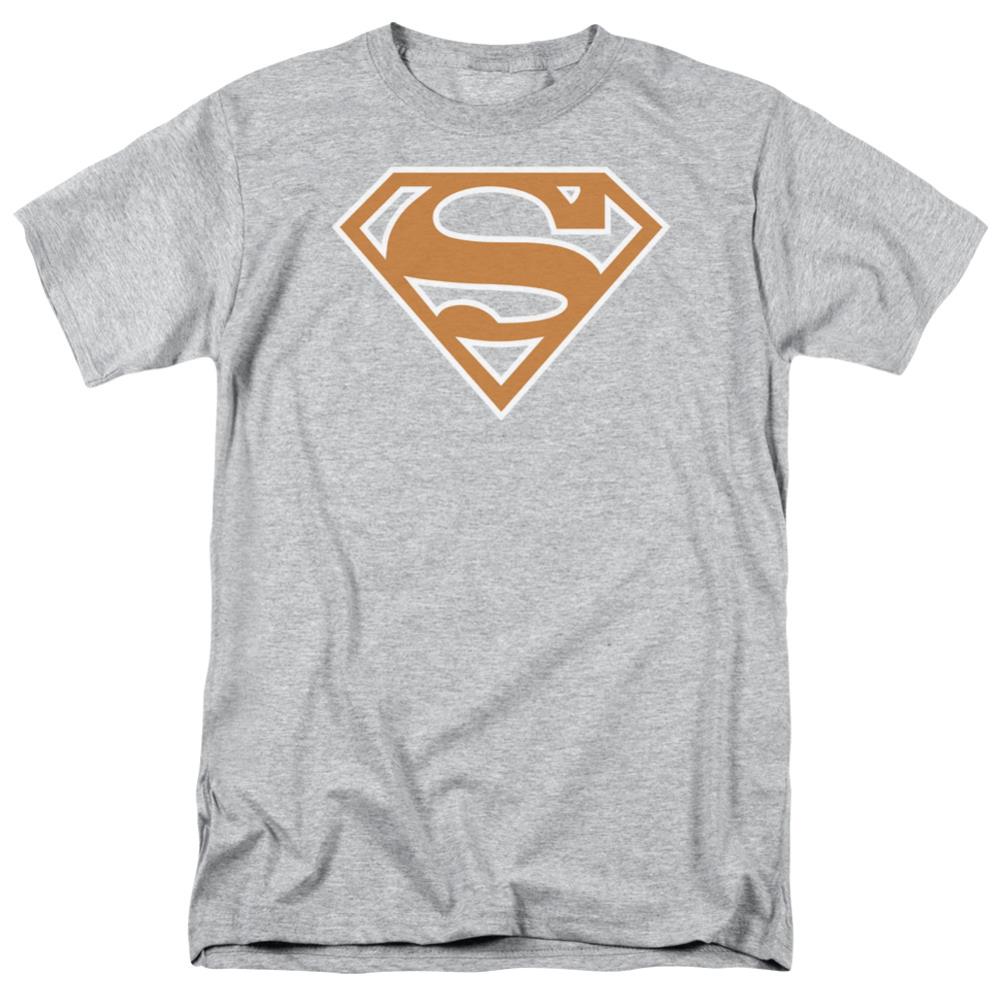 Superman Burnt Orange&White Shield Men's 18/1 Cotton SS T
