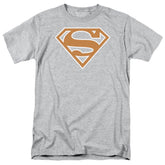 Superman Burnt Orange&White Shield Men's 18/1 Cotton SS T