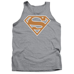 Superman Burnt Orange&White Shield Men's 18/1 Cotton Tank Top