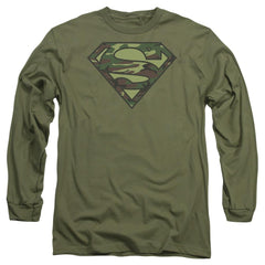 Superman Camo Logo Men's 18/1 Cotton LS T
