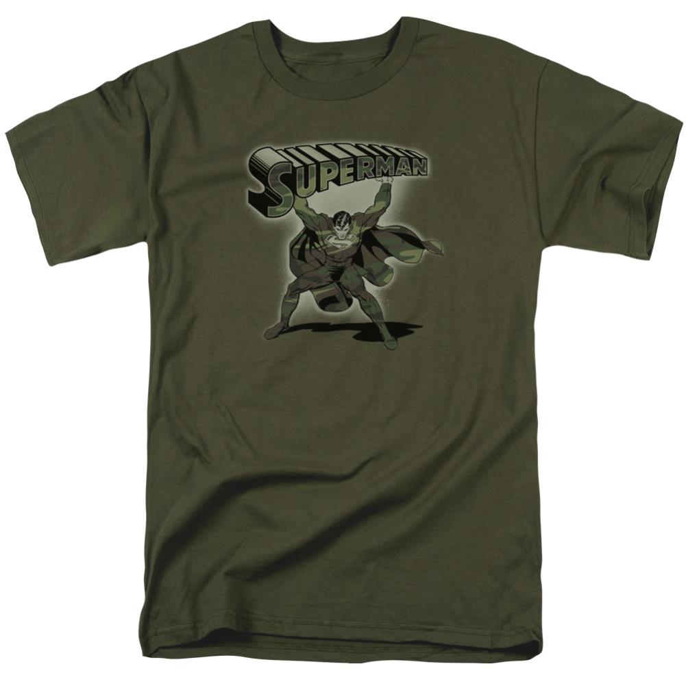 Superman Camo Logo Men's 18/1 Cotton SS T
