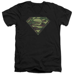 Superman Camo Logo Men's 30/1 Cotton Slim V-Neck T