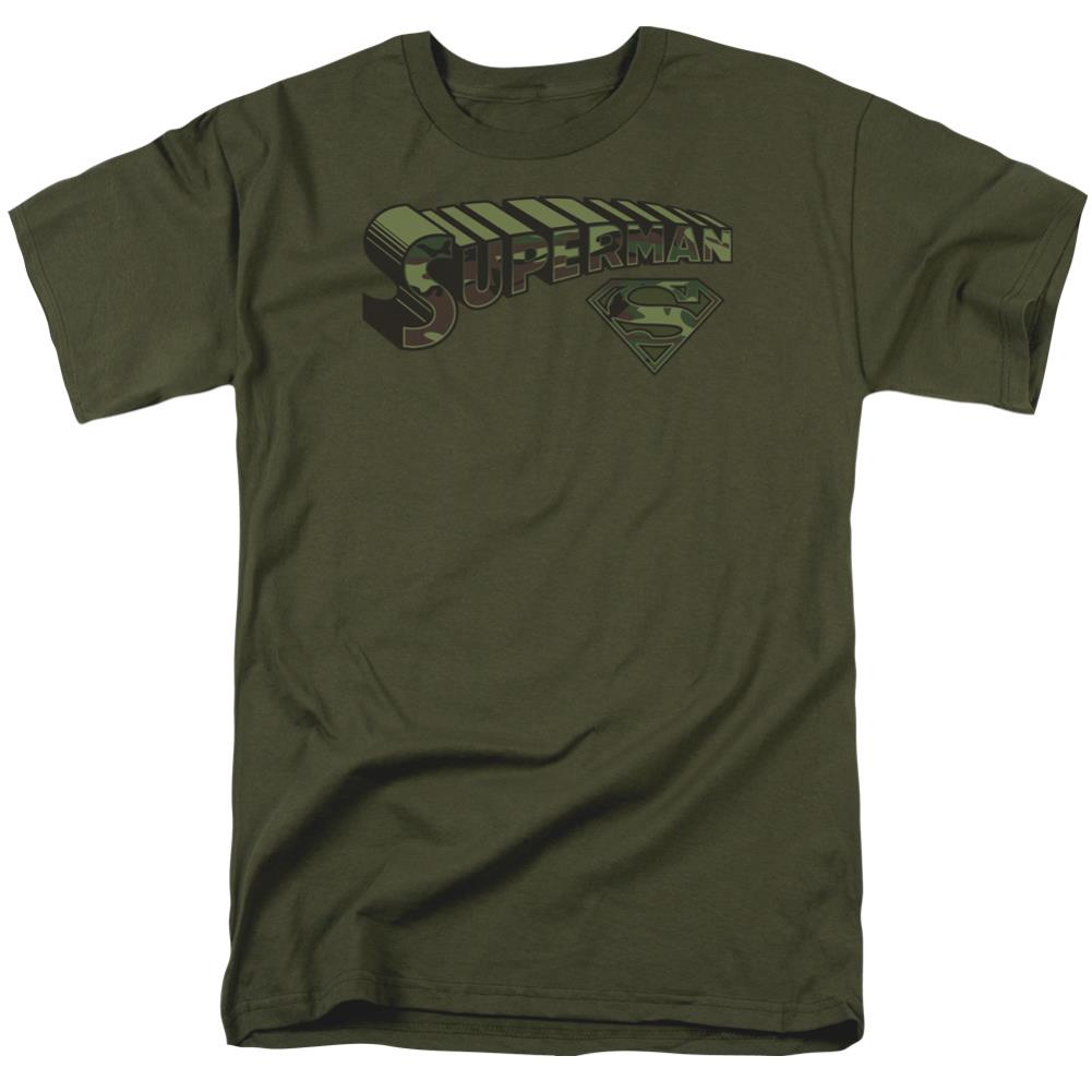 Superman Camo Logo & Shield Men's 18/1 Cotton SS T