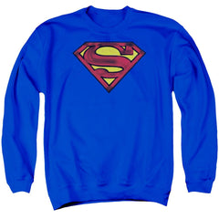 Superman Charcoal Shield Men's Crewneck 50 50 Poly LS T