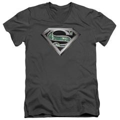 Superman Circuitry Logo Men's 30/1 Cotton Slim V-Neck T