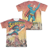 Superman City Flying (Front/Back Print) Men's Regular Fit Poly Cotton SS T