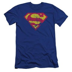 Superman Classic Logo Distressed Men's Ultra-Soft 30/1 Cotton Slim SS T