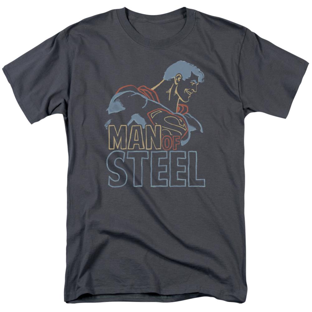 Superman Colored Lines Men's 18/1 Cotton SS T