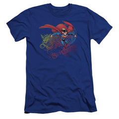 Superman Cool Word Supes Men's Ultra-Soft 30/1 Cotton Slim SS T