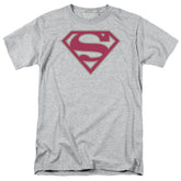 Superman Crimson & Gray Shield Men's 18/1 Cotton SS T