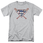Superman Crossed Bats Men's 18/1 Cotton SS T