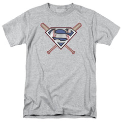 Superman Crossed Bats Men's 18/1 Cotton SS T