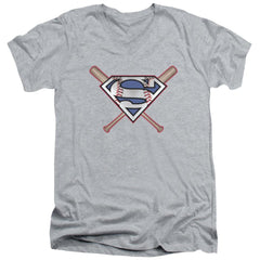 Superman Crossed Bats Men's 30/1 Cotton Slim V-Neck T