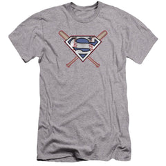 Superman Crossed Bats Men's Ultra-Soft 30/1 Cotton Slim SS T