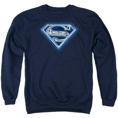 Superman Cyber Shield Men's Crewneck 50 50 Poly LS T