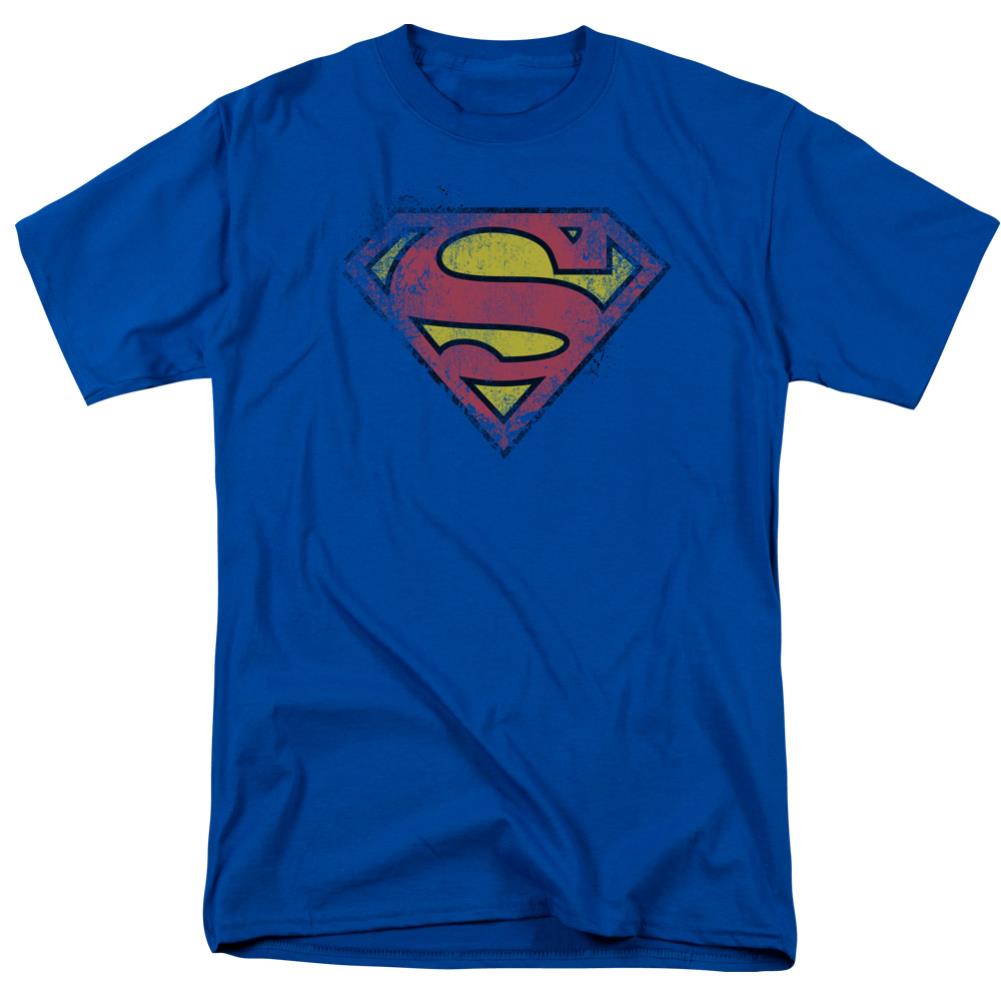 Superman Destroyed Supes Logo Men's 18/1 Cotton SS T