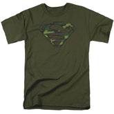 Superman Distressed Camo Shield Men's 18/1 Cotton SS T