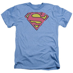 Superman Distressed Shield Men's 30/1 Heather 60 40 Poly SS T