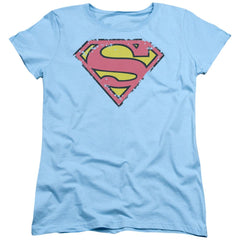Superman Distressed Shield Women's 18/1 Cotton SS T