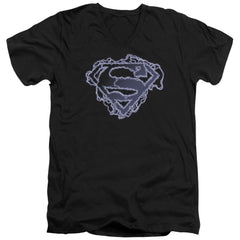 Superman Electric Supes Shield Men's 30/1 Cotton Slim V-Neck T