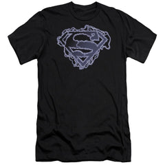 Superman Electric Supes Shield Men's Ultra-Soft 30/1 Cotton Slim SS T