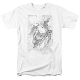 Superman Exploding Space Sketch Men's 18/1 Cotton SS T