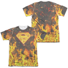 Superman Fire Logo (Front/Back Print) Men's Regular Fit Poly Cotton SS T