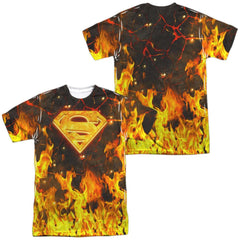 Superman Fire Logo (Front/Back Print) Men's Regular Fit Polyester SS T