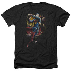 Superman Flying Determination Men's 30/1 Heather 60 40 Poly SS T