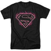 Superman Fuchsia Flames Men's 18/1 Cotton SS T