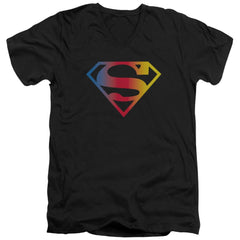 Superman Gradient Superman Logo Men's 30/1 Cotton Slim V-Neck T