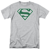 Superman Green & White Shield Men's 18/1 Cotton SS T
