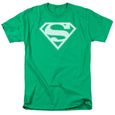 Superman Green & White Shield Men's 18/1 Cotton SS T
