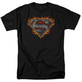 Superman Iron Fire Shield Men's 18/1 Cotton SS T