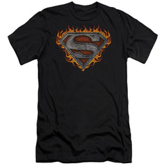 Superman Iron Fire Shield Men's Ultra-Soft 30/1 Cotton Slim SS T