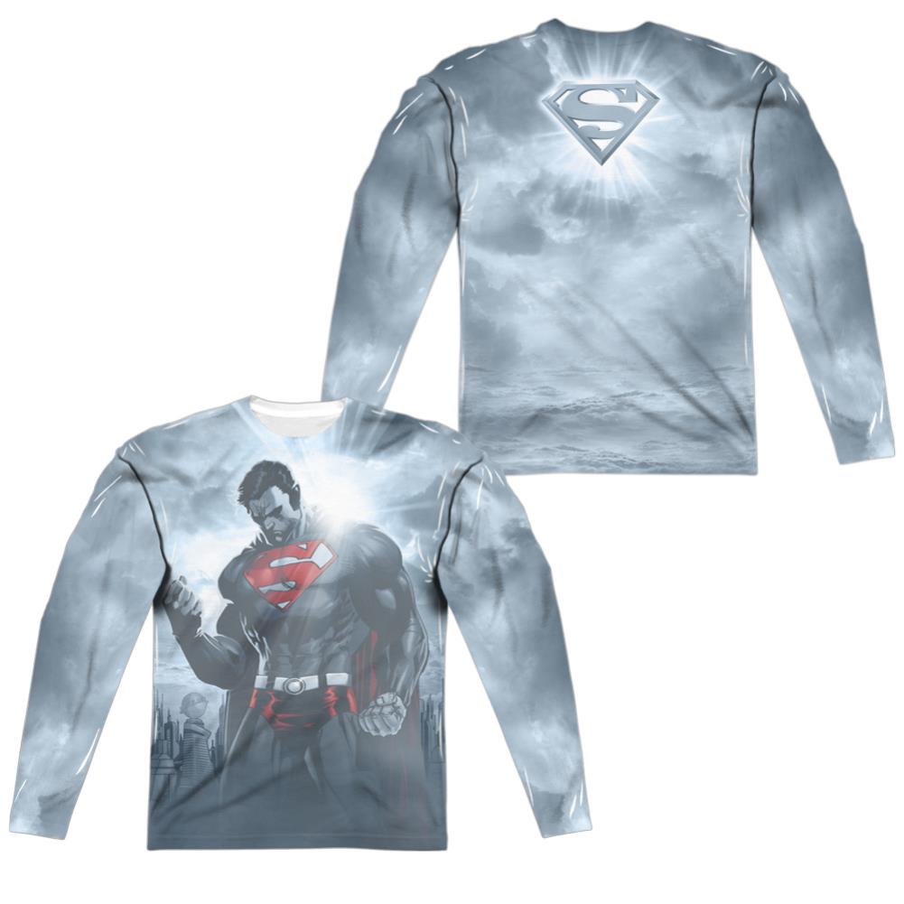 Superman Light Of The Sun (Front/Back Print) Men's Regular Fit Polyester LS T