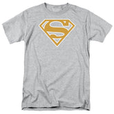 Superman Lt Orange & White Shield Men's 18/1 Cotton SS T
