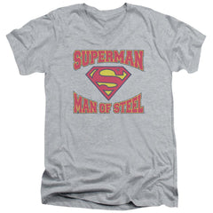 Superman Man Of Steel Jersey Men's 30/1 Cotton Slim V-Neck T