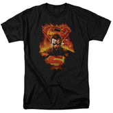 Superman Man On Fire Men's 18/1 Cotton SS T