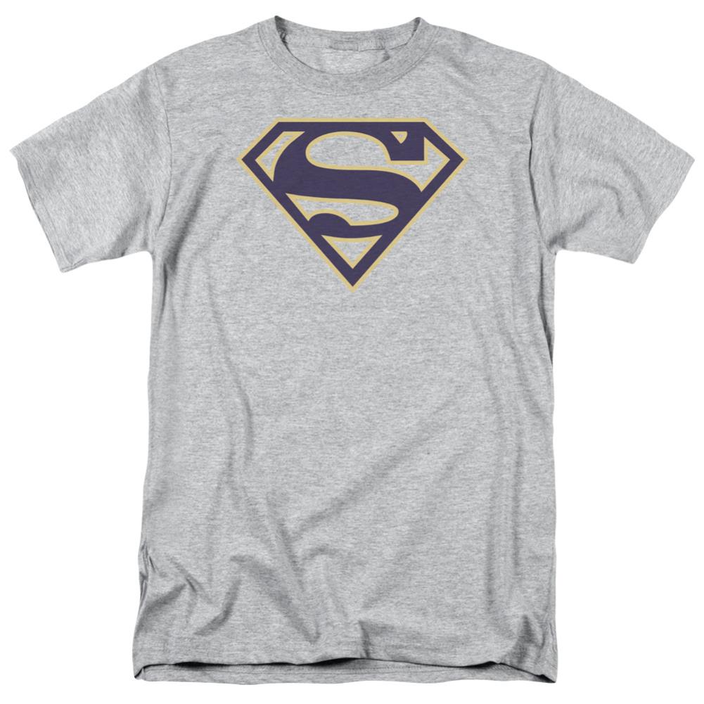 Superman Navy & Gold Shield Men's 18/1 Cotton SS T