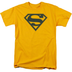 Superman Navy & Gold Shield Men's 18/1 Cotton SS T